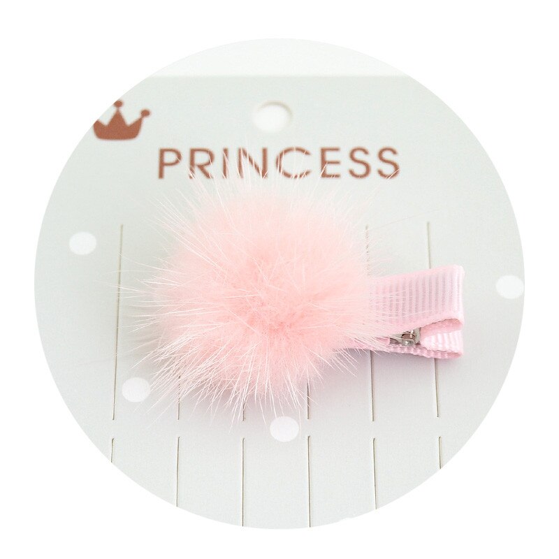 Untamed 12 pcs/lot mini solide fourrure pompon boule filles petite jolie pince à cheveux enfants épingles à cheveux accessoires pour cheveux pompon boule de cheveux clips: 24 rose clair