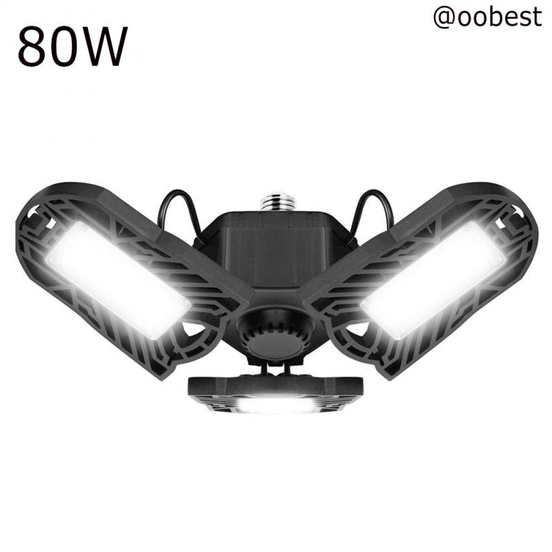 LED Garage Light 60W 80W Industrial Lamp E26 85V-265V High Brightness Deformable Indoors LED High Bay Workshop Warehouse Lights