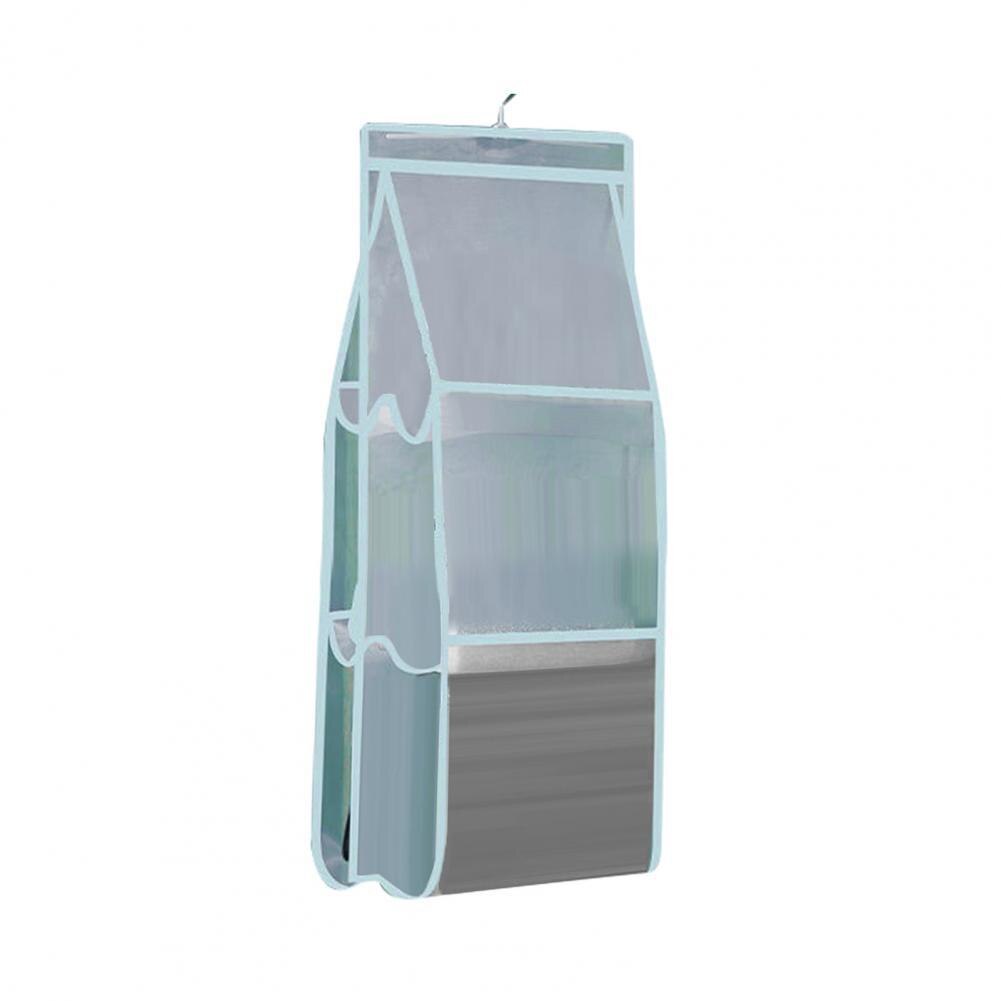 Estante de almacenamiento para sala de estar, bolsa organizadora de doble cara con textura fina de 4 colores, soporte colgante grueso: Azul / 8Grid