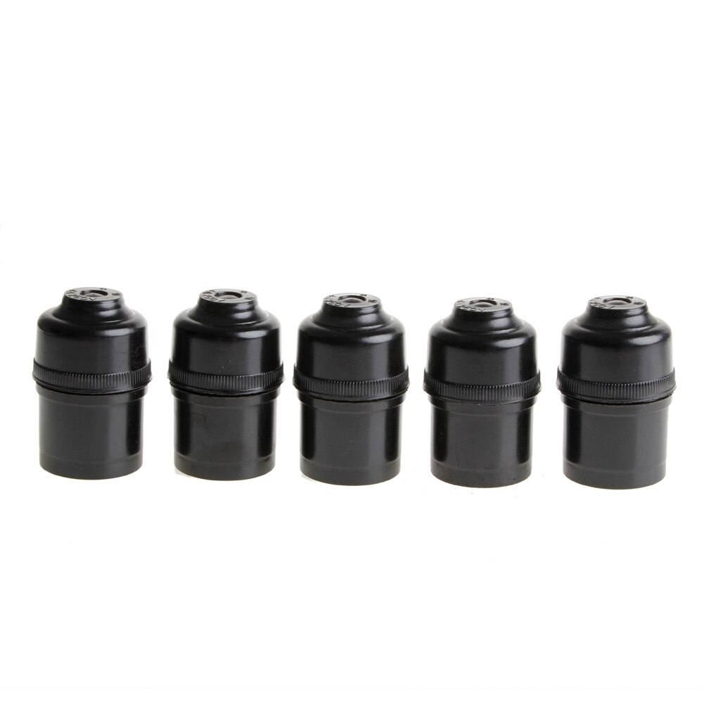5pcs Black E27 Light Bulb Lamp Holder Base Pendant Screw Cap Socket 250V 4A 62KD: Default Title