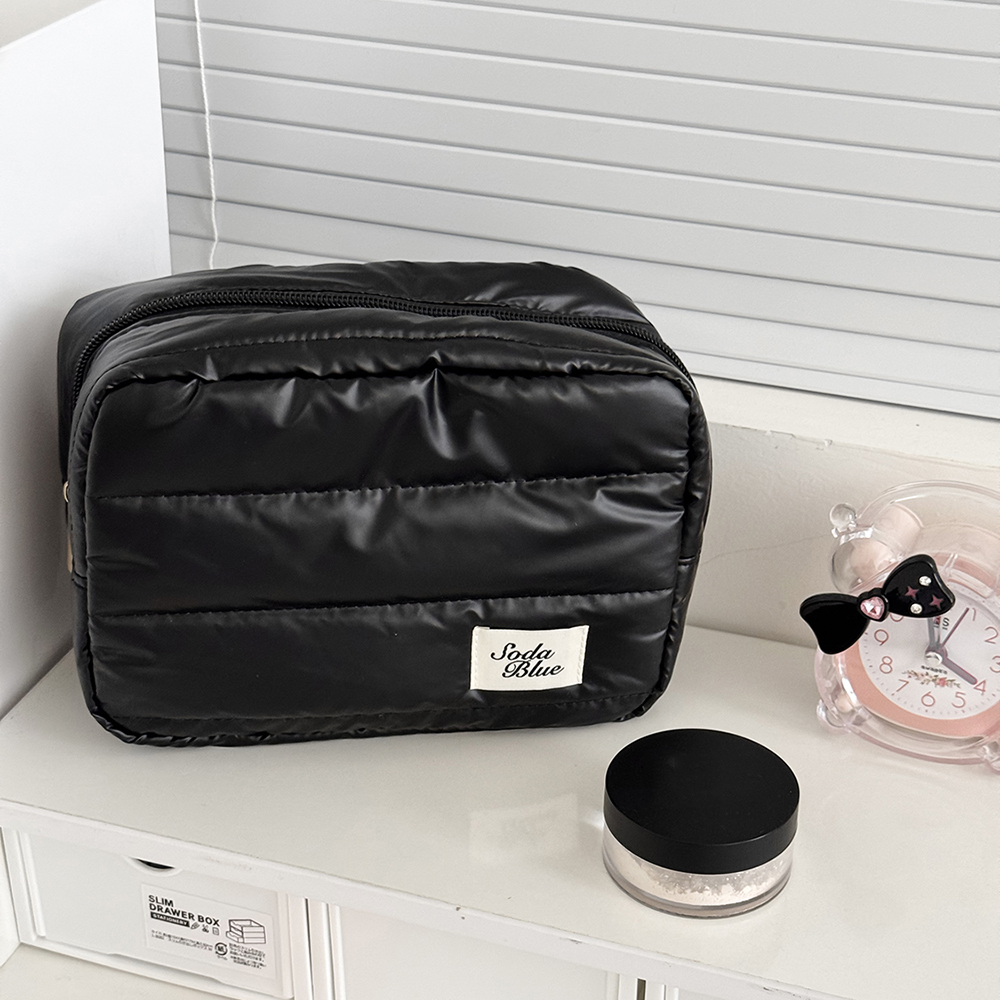 Luxe grote capaciteit waterdichte make-up handtas reizen dames cosmetische toilettas opbergtas elegante dames vierkante rits tas: Blauw