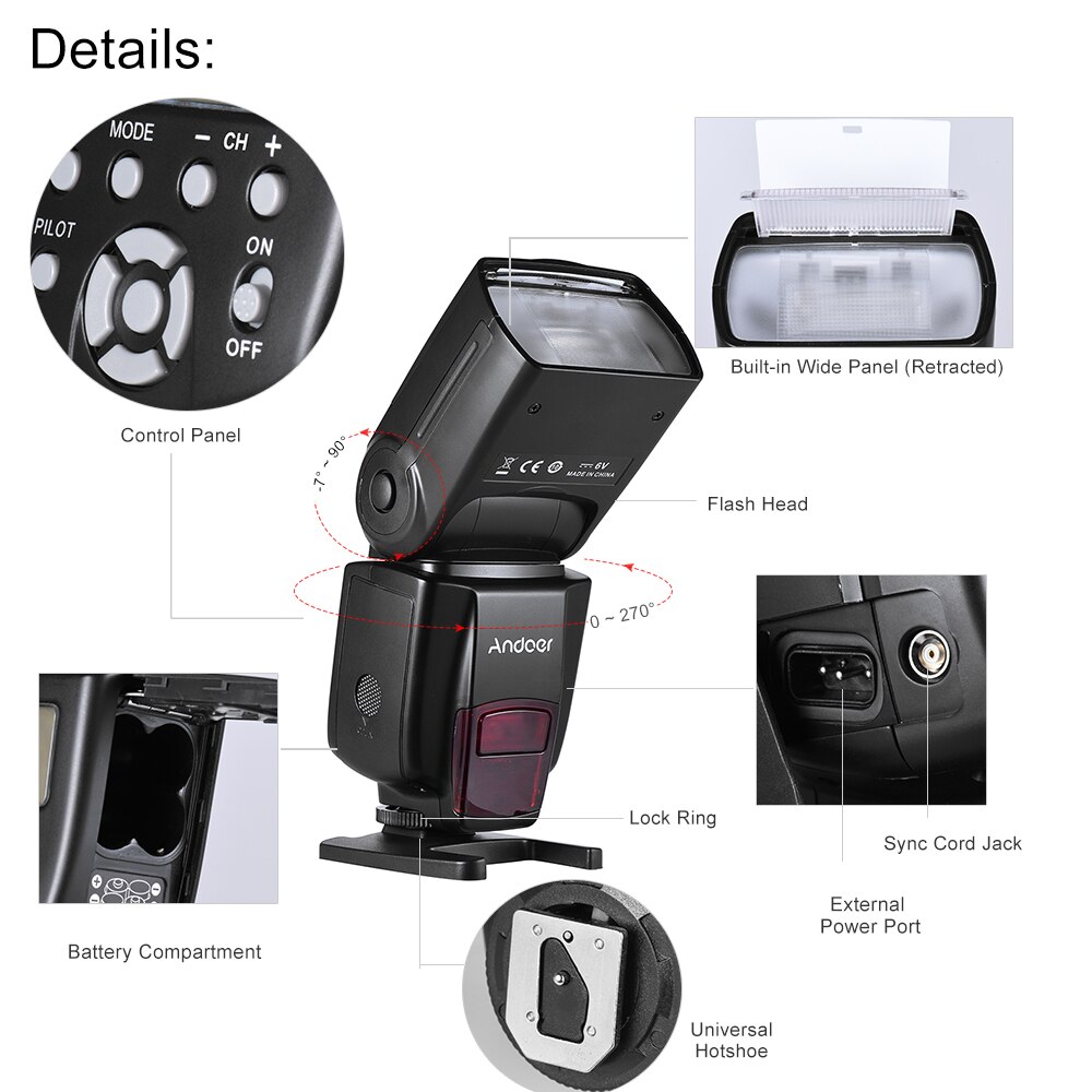 Andoer AD560 2,4G kabellos an-kamera Sklave Blitz Speedlite für Kanon Nikon Olymp Pentax Sony A7 A7 II a7S A7R A7S II