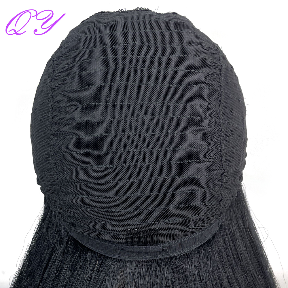 Pelucas de diadema rectas africanas sintéticas, peluca de peinado de longitud media negra Natural para mujer, pelo Afro Yaki rizado para uso diario para mujer