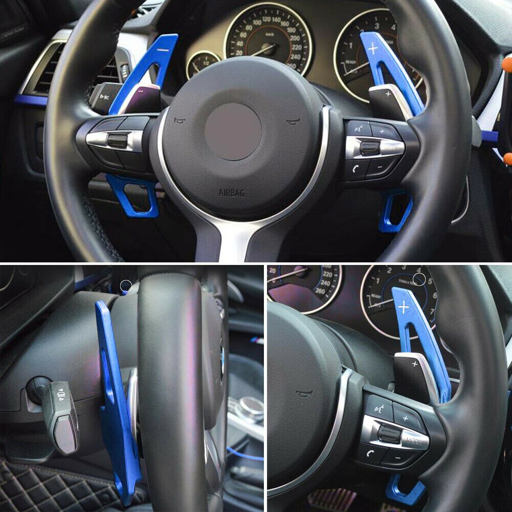 2pcs car Steering Wheel Paddle Extensions Shifter Kit blue aluminum Shift Paddles For BMW 3 4 5 6 Series F10 F30 i8