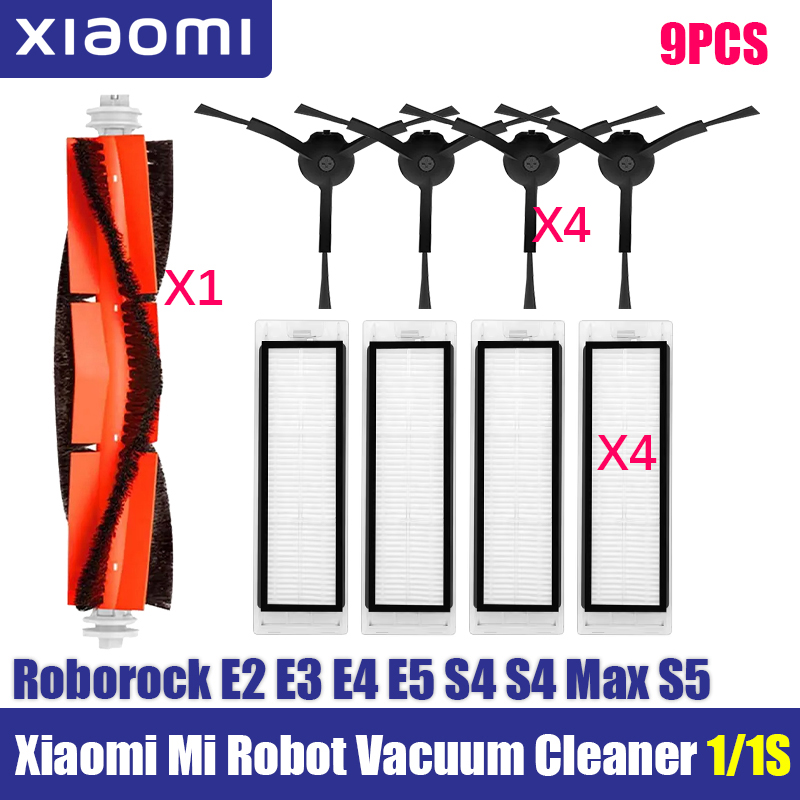 For Xiaomi Mi Robot 1/ 1S SDJQR01RR SDJQR02RR SDJQR03RR E3, S4, S4 Max, S5 Vacuum Cleaner Main Side Brush Filters Mop Parts: MULTI