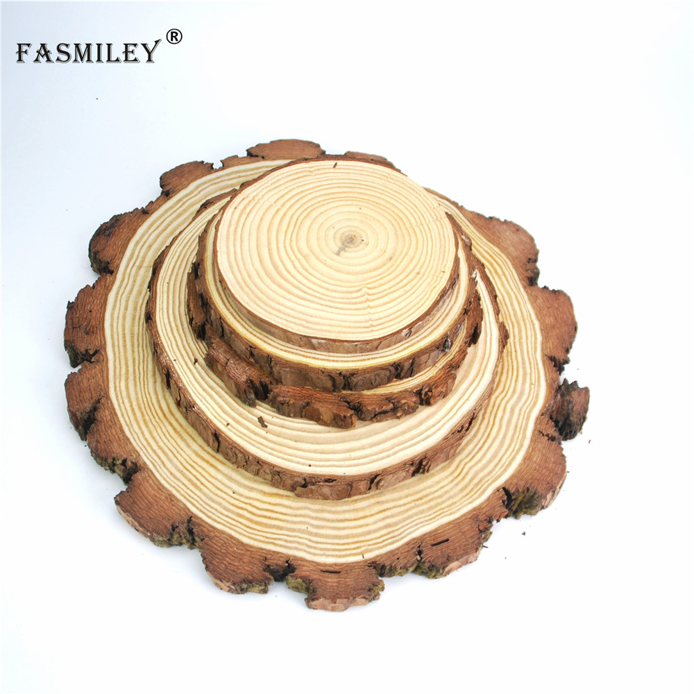 Rodajas de madera redondas naturales grandes círculos discos de corteza de árbol manualidades decoración de pintura de de boda 12-18cm 1 Uds wd03