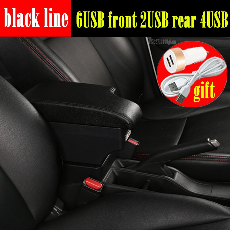 Voor toyota urban cruiser armsteun box universele auto middenconsole modificatie accessoires dubbel verhoogd met usb: Volledige set zwarte lijn