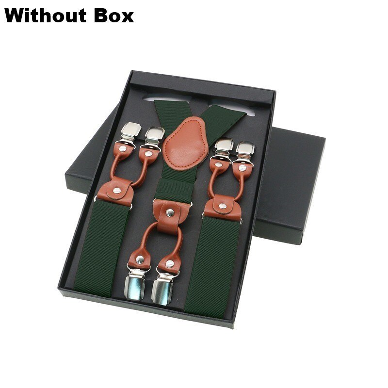 Tirantes de 6 clips para hombre, tirantes Unisex informales a la , tirantes elegantes para camisa de cuero marrón, correa ajustable para cinturón, para papá: Color amarillo luminoso