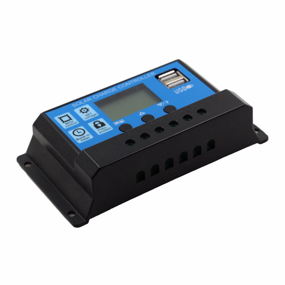 10A/20A/30A 12V 24V Hd Lcd Auto Werk Solar Laadregelaar Pwm Controllers Lcd Dual usb 5V Output Zonnepaneel Pv Regulator