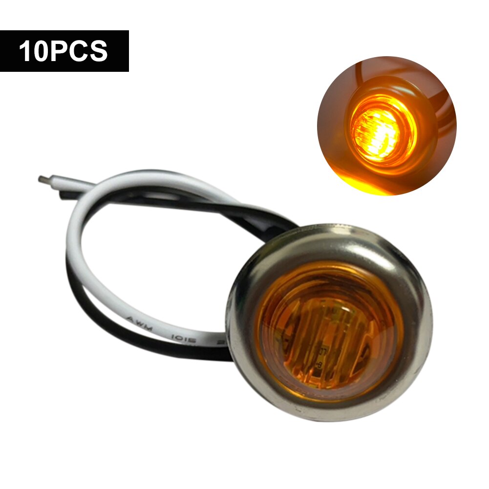 10 sztuk oświetlenie marynistyczne doprowadziło łódź lampka grzecznościowa 12V 3doprowadziło wodoodporna 3/4 "okrągłe oświetlenie wnętrza łodzi nawigacji ciężarówka boczne światła sygnalizacyjne: żółty
