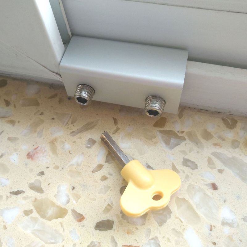 Adjustable Sliding Window Lock Stop Aluminum Alloy Door Frame Security with Key for Home Office