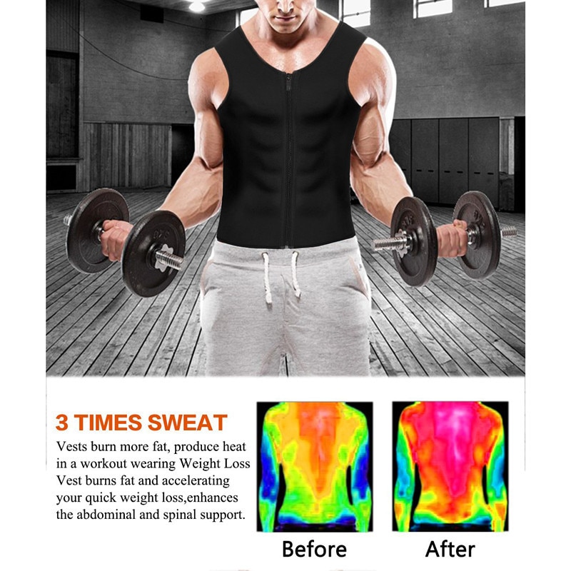 Brand Mens Undershirts Sleeveless Silver Coating Sweat tank top tees Shirt Body Shaper Zip Shirt Men Sauna Suit gym clothing