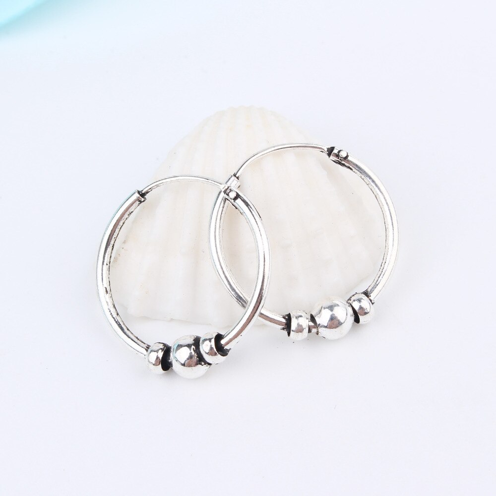 Europese Vintage Metalen Kleur Eindeloze Oorbellen Cirkel Handgemaakte Midden Hoop Earring Bali Wrap Voor Vrouwen Mode-sieraden