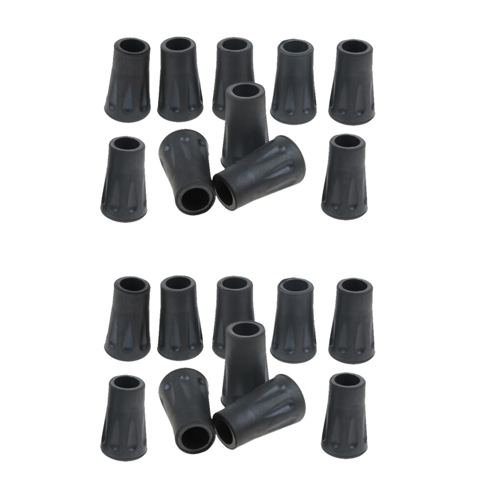 20 Stuks Duurzaam Rubber Tips Voor Wandelen Trekking Pole Wandeling Sticks Krukken Cane Tips-Zwart