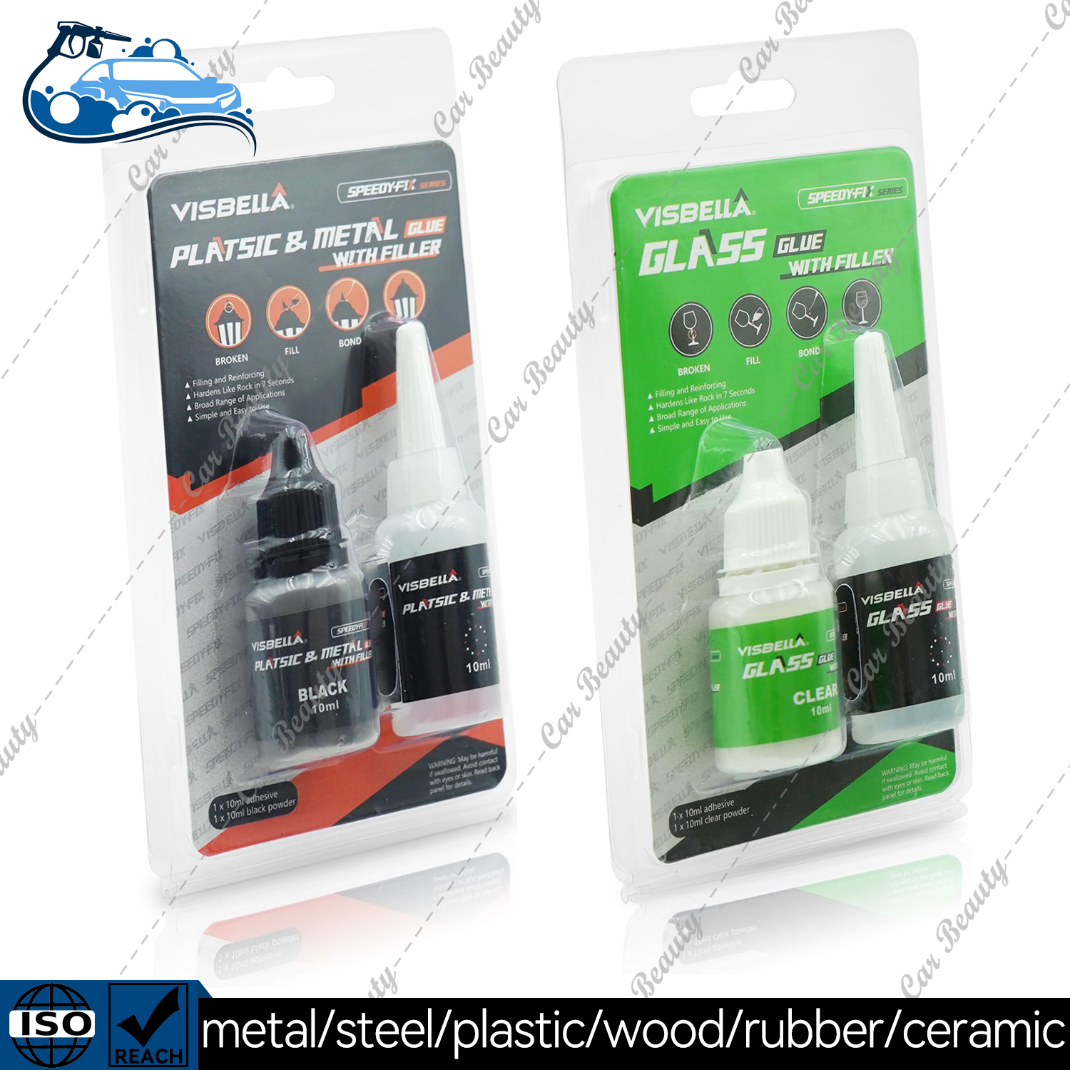 Colla fissa veloce con riempitivo Riempimento Adesivo rinforzante Polvere per saldatura Riparazione incollaggio per ceramica Vetro Metallo Plastica dura Legno: Black
