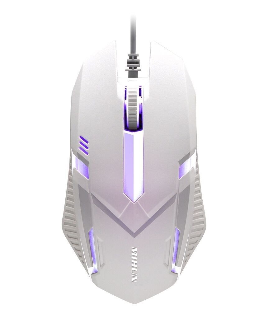 Business office mouse wired luminous laptop mouse colorful glare gaming office mouse for PC laptop: white