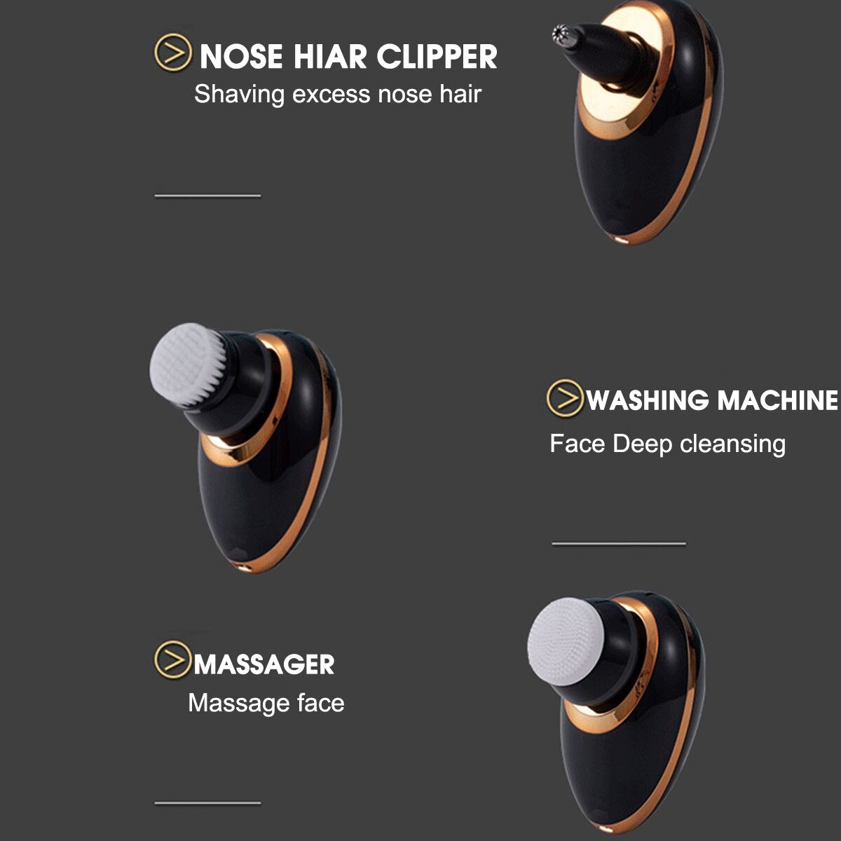 5-en-1 5D rasoir électrique USB Rechargeable IPX5 étanche visage nettoyant tête chauve polonais tondeuse à cheveux tondeuse pour hommes femmes