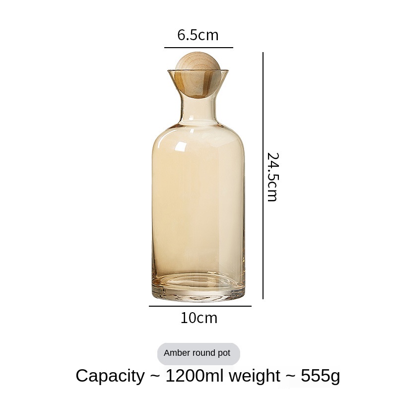 Nordic Style Glass Carafe Water Pitcher with Wood Lid Cold Drinks Tea Jug Waterkoker Household Drinkware Clear Water Bottle WF: green