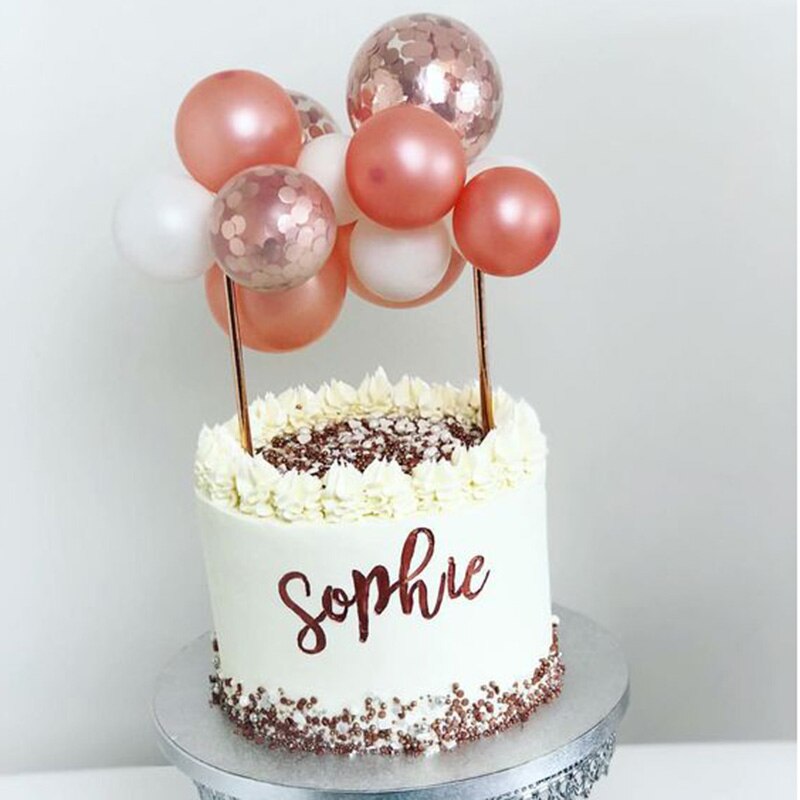 5Inch Balloon Cake Topper Wedding Confetti Metal Balloons Cake Topper balons for Birthday Party Cake Decoration Baby Shower deco