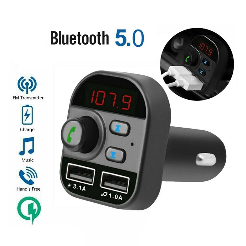Auto Bluetooth Draadloze Adapter Fm-zender MP3 Radio Muziekspeler Auto Kit 2 Usb Charger Met Handsfree Bellen
