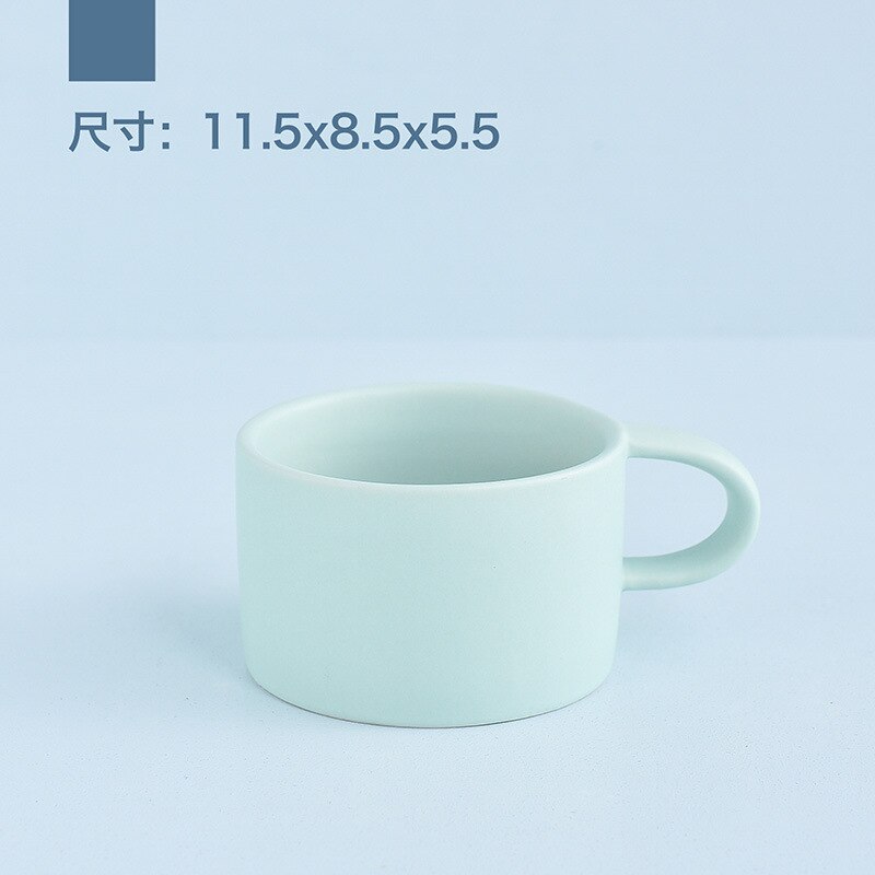 Taza de café de cerámica para leche, taza para café con leche, vaso bonito de cerámica de Color puro estilo europeo para parejas,: Cyan-blue