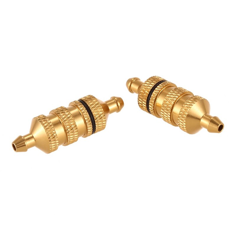 2 Stck Aluminium legierung 02156 Kraftstoff Filter Nitro Ersatzteile für 1/10 1/8 RC Modell Auto Goldene