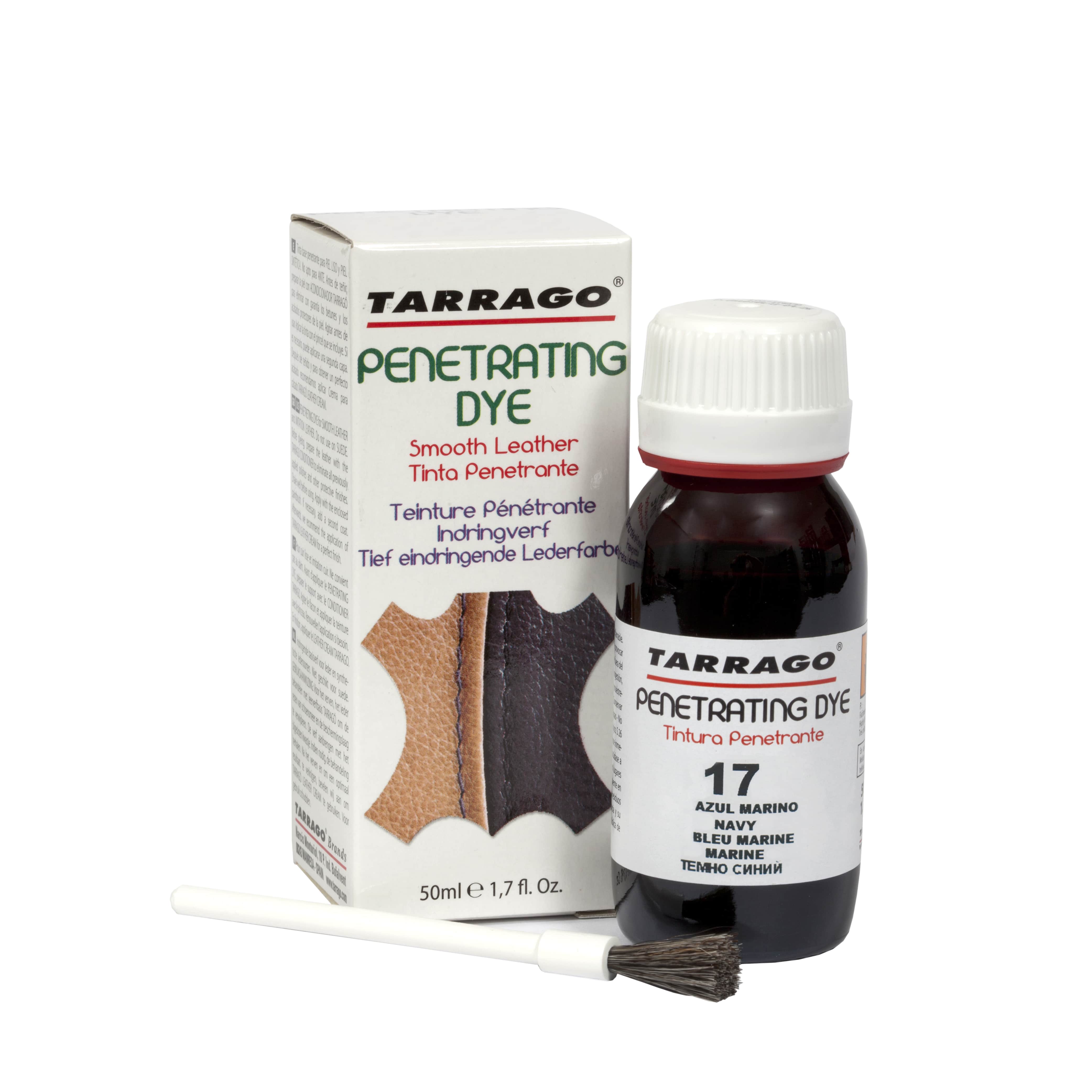 Tarrago | Penetrating Dye 50ml | Tintura Penetrante para Teñir | Apto para Cuero y Charol (Marrón Oscuro 06): Azul Marino (17)