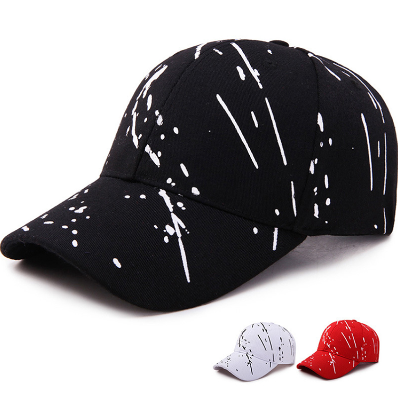 Trendy Adult Baseball Cap Korean Art Print Men and Women Sun Visor Baseball Cap Hat Sunscreen Adjustable Cap Black White