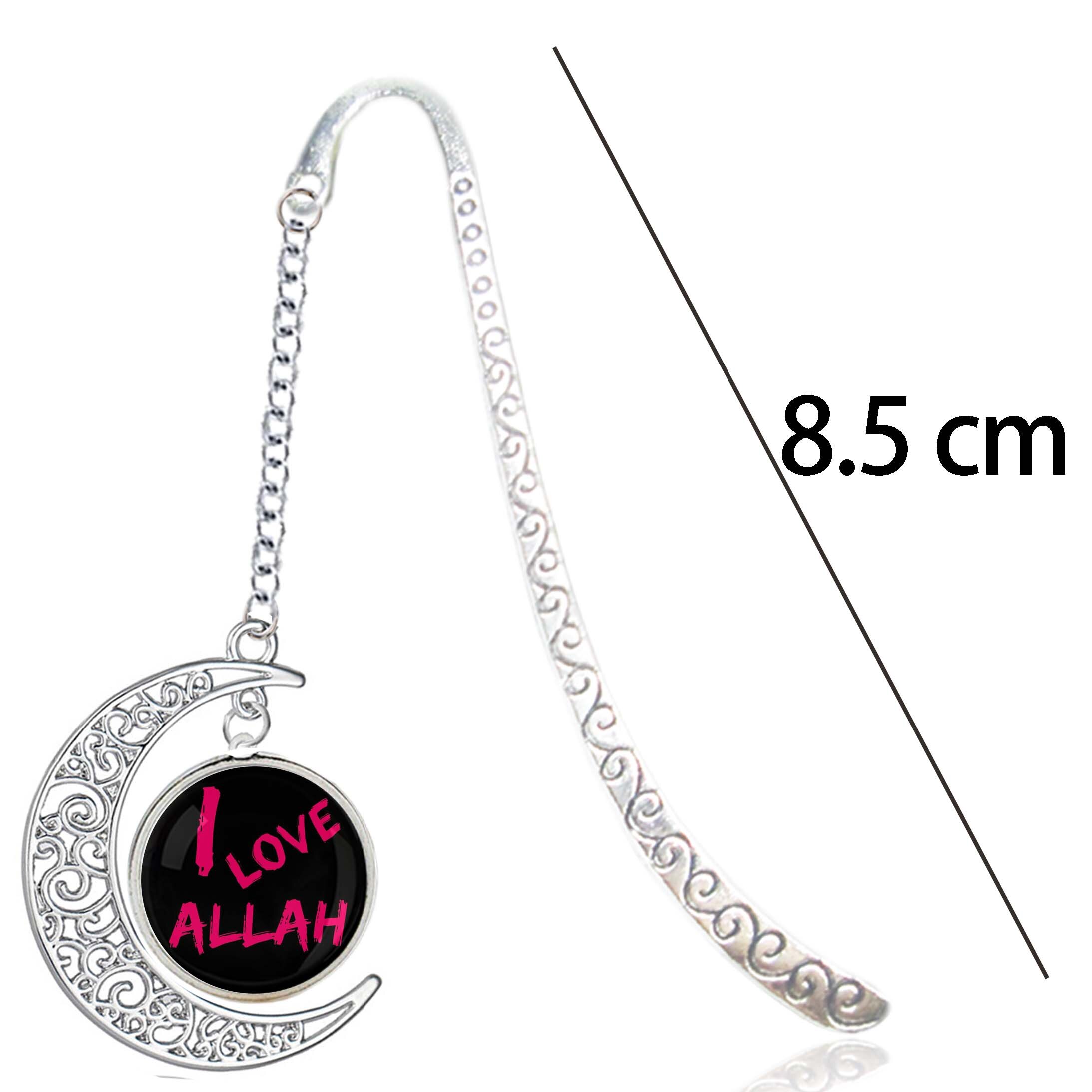 Ik Liefde Allah Moslim Symbool Zilver Allah Half Moon Hanger Koran Muhammad Akbar Libië Metalen Bladwijzers Voor Reading Notebook Boek: 1