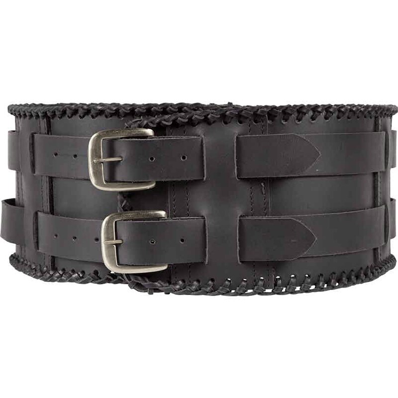Medieval Leather Laced Wide Belt Men Larp Celtic Viking Pirate Warrior Armor Costume Double Buckle Strap Braided WaistBand Wrap