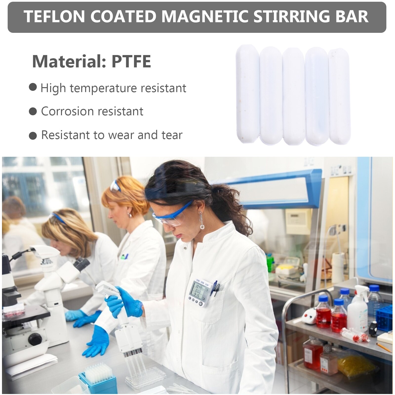 5pcs PTFE Magnetic Stirrer Mixer Stir Bar Magnetic Stirring Bars Laboratory Stirrers