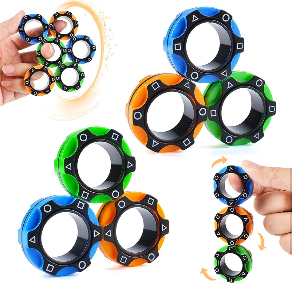 3PCS Magnetische Ringe Zappeln Spielzeug Magnet Ringe Set Figit Spielzeug Fingears Spielzeug Figetget Spielzeug Pack Kühlen Fidgets Packs für Jugendliche