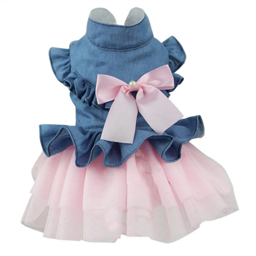Transer Jeans Pet Dog Tutu Jurk Strik Puppy Prinses Jurk Party Hond Jurk Trouwjurk Huisdier Kleding 90610: XXL