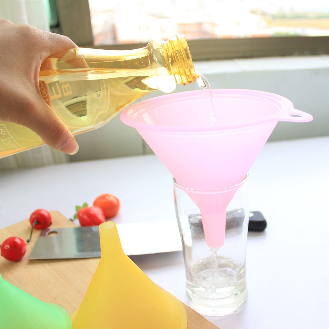 Colorful Plastic Funnel Small Medium Large Variety Liquid Oil Kitchen Set