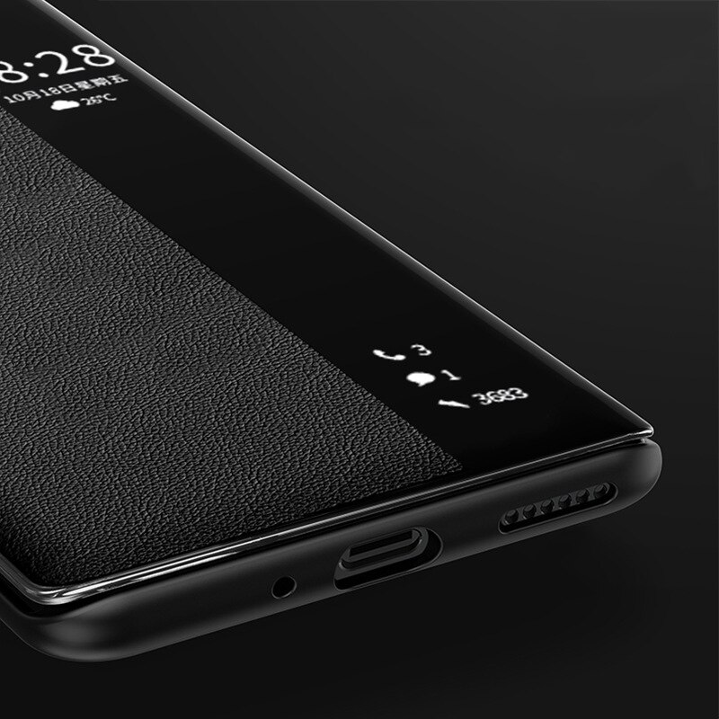 Luxury Leather Smart View Flip Case For Huawei Mate 40 Pro Mate40 Mate40pro 40pro 5G Global Version Magnetic Phone Cover