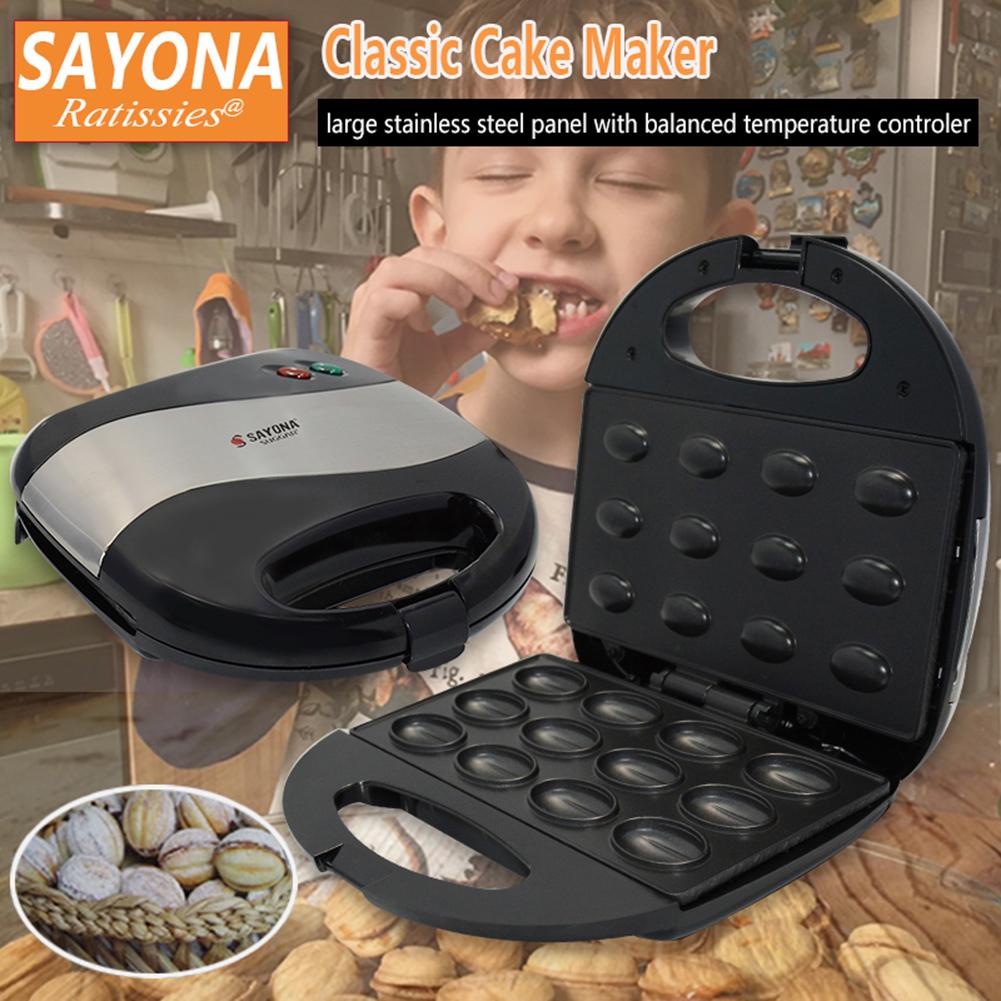 SAYONA 750W Household Electric Walnut Cake Maker Sandwich Breakfast Machine Home Kitchen Multifunction Cooking Appliances