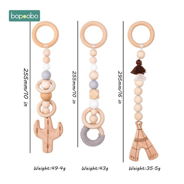 1set Animals Wooden Pendant Baby Play Gym BPA Free Food Grade Wooden Teether Toys Interactive Baby Birth Wooden Blank Toys: Type 5