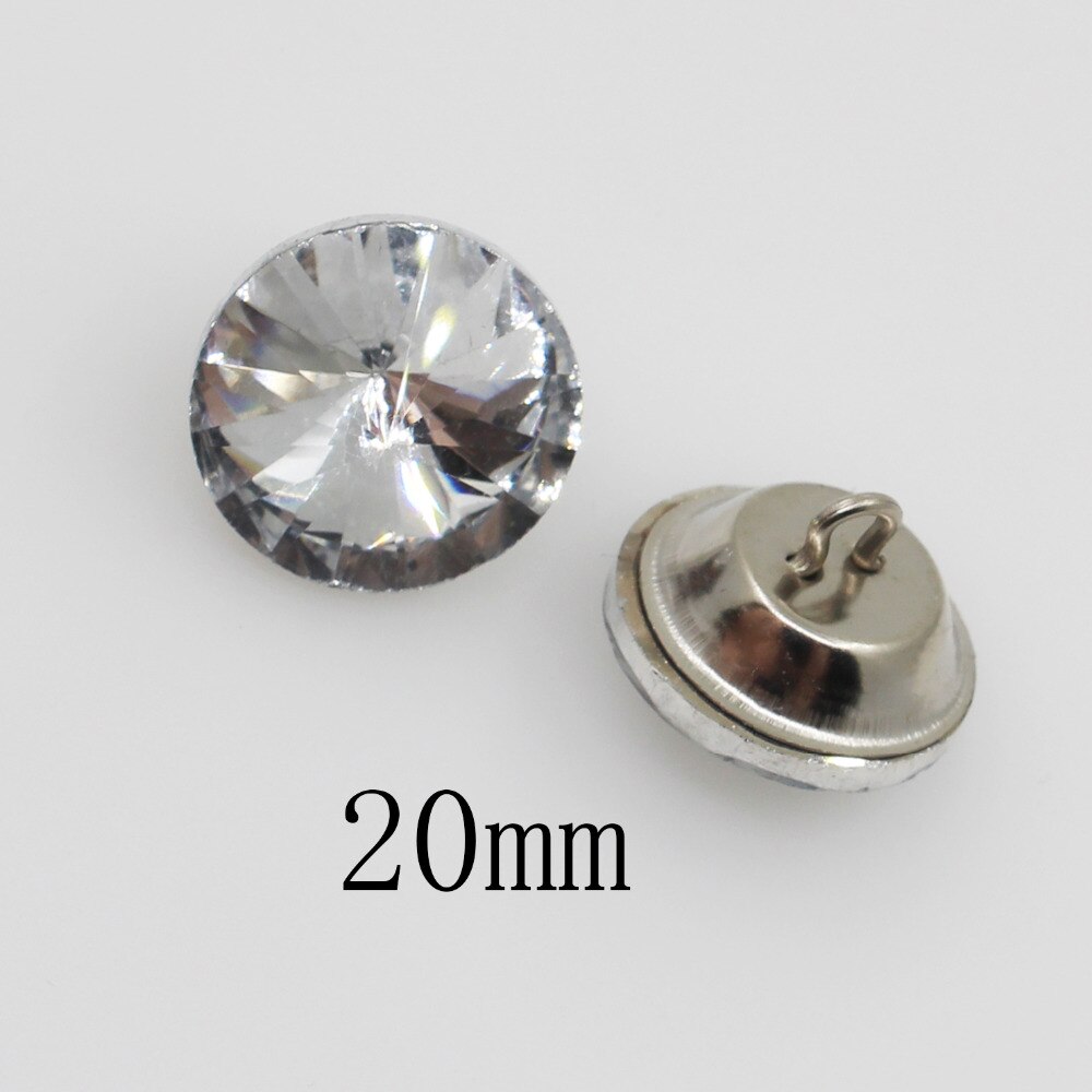 Botones de cristal transparente con diamantes de imitación para decoración de niños, suministros de bordado, manualidades de costura, decoración de boda, 10 Uds.