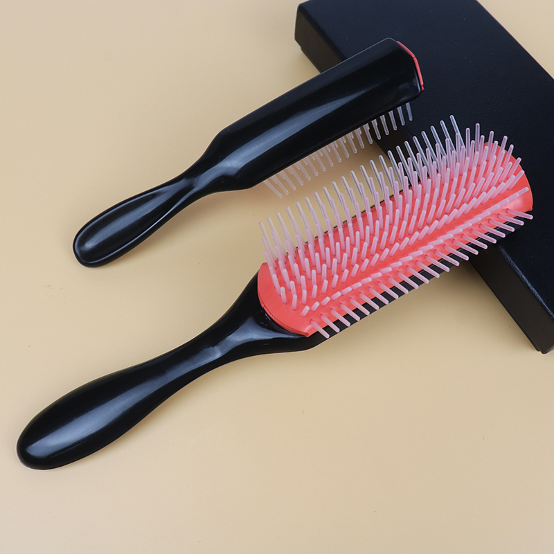 Cepillo de pelo de masaje para desenredar de 9 filas, cepillo para pelo rizado, peine extraíble de nueve filas, cepillo de pelo húmedo de plástico