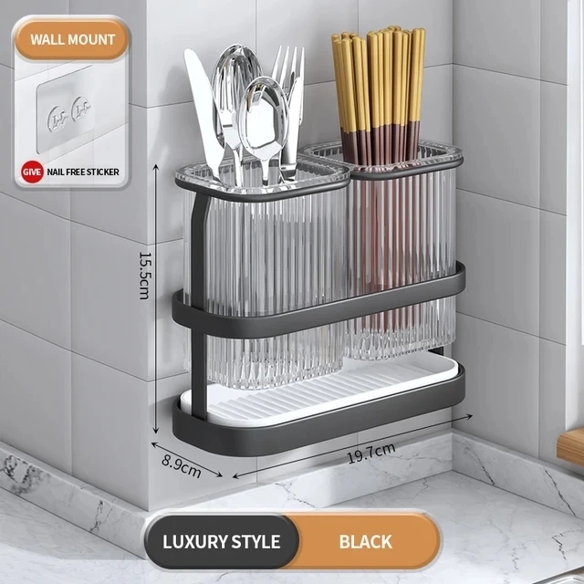 Porte-couverts de cuisine, rangement pour baguettes T1 Évier à couverts, Porte-baguettes Cuillère Fourchette Égouttoir T1: vert clair