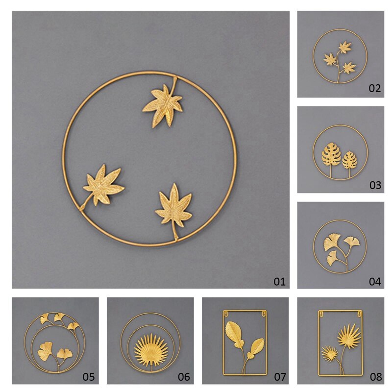Cuadro decorativo arte del hierro colgante en forma de hoja Estilo nórdico, , Retro, para el hogar, sala de estar, dormitorio, accesorios de decoración