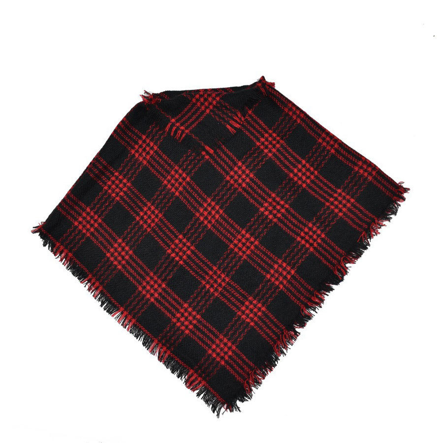 Enfants bébé Cape châle fille hiver automne vêtements classique Plais gland Cape châle enfant en bas âge écharpe Cape de noël manteau châle: Red and Black