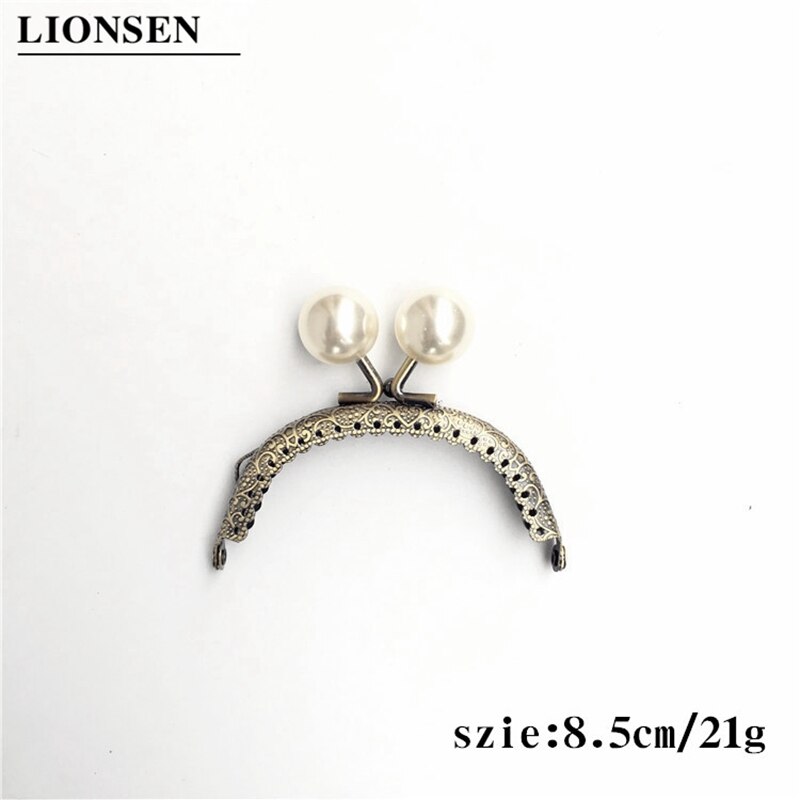 Cabeza de perla LIONSEN, asa metálica para MARCO DE bolso, Bronce Antiguo, para bolso de mano, accesorios para hacer Kiss, cierre de broche: 8.5cm