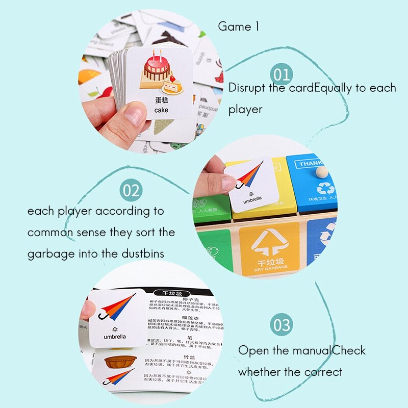 Garbage Sorting Toy Early Educational Toys Mini Trash Can Clean Trash Sorting Learn Basic Life Skills