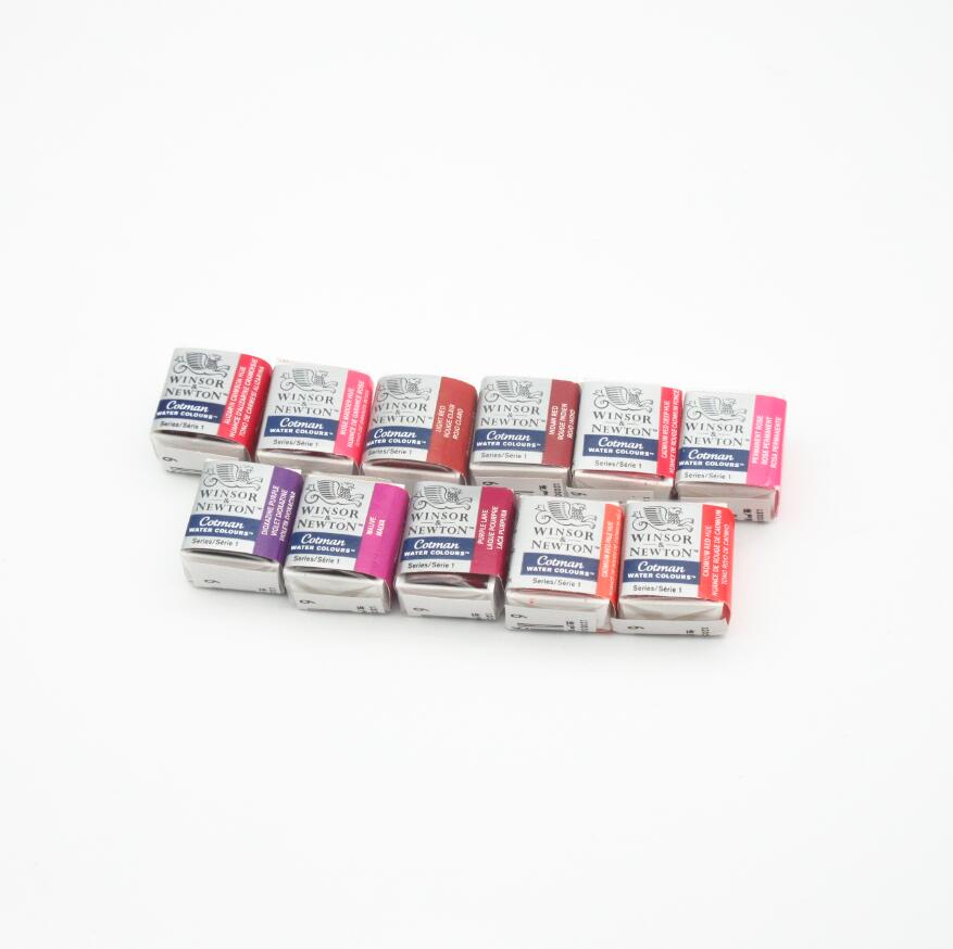 Winsor & newton cotman solid akvarellmaling halvpanne 40 farger blå akvarellpensler: Rød tone