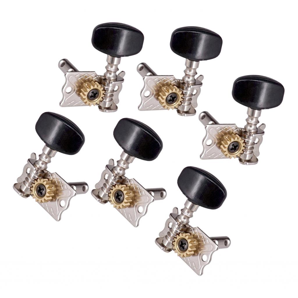 6 Pieces Black Guitar Machine Heads Mechanical Tuning Pegs For Acoustic Guitar Electric Guitar, 3R3L