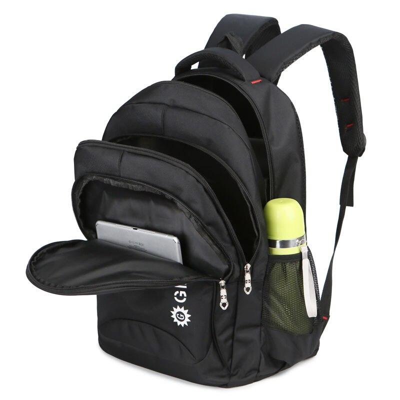 Stor kapacitet mænds rygsæk sort nylon junior high school taske teen studerende taske mandlige computer rygsæk college stil