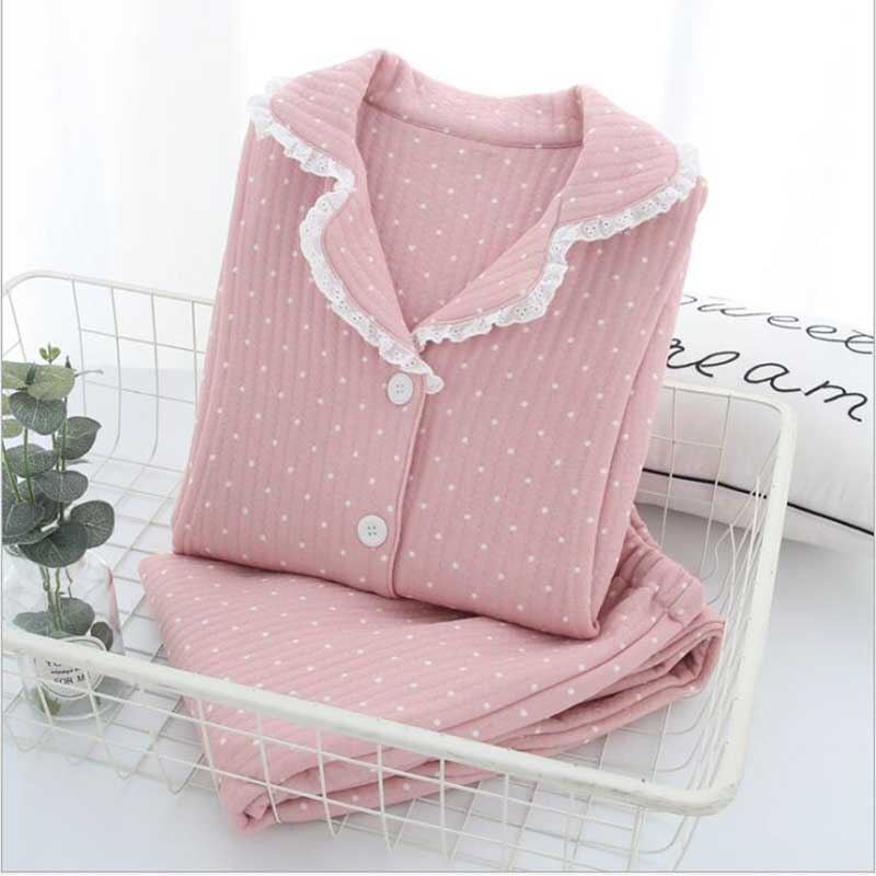 Winter Katoen Dikke Comfortabele Ademende Zwangere Vrouwen Borstvoeding Nachtkleding Fall Moederschap Pyjama Zwangerschap SleepwearX229