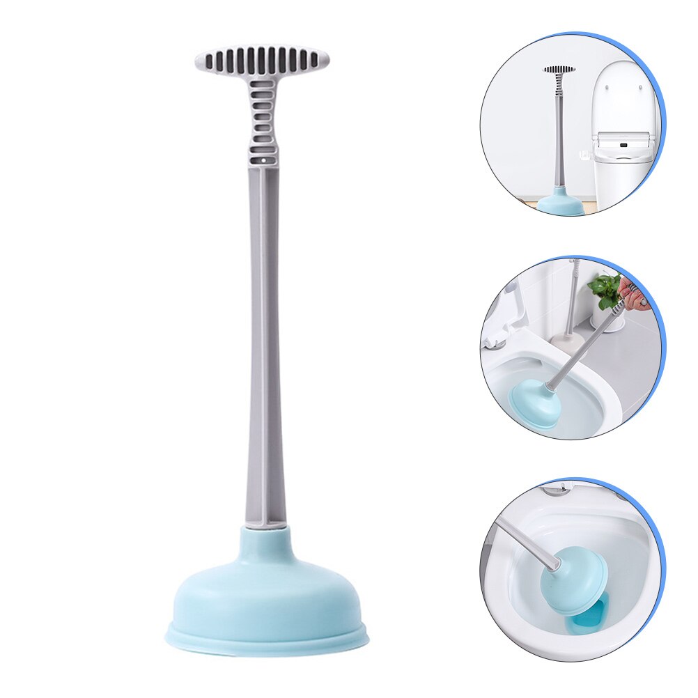 Toilet Plunger Durable Practical Long Handle Plunger Toilet Suction Plunger for Kitchen Sink Bathroom: Sky-blue