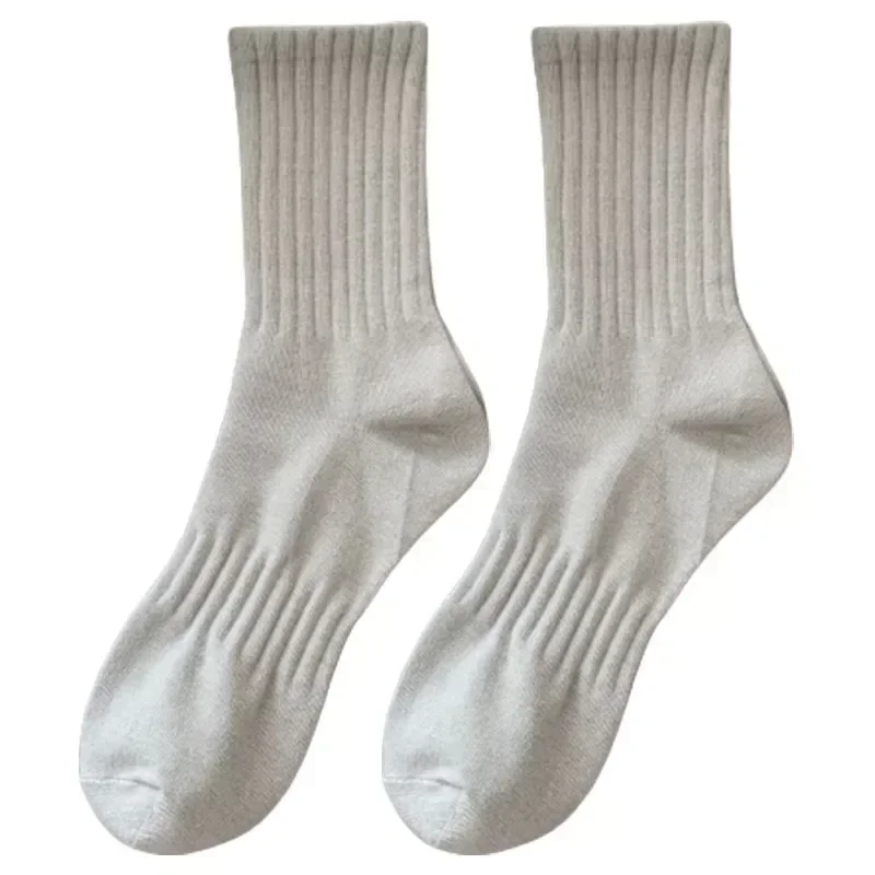 1/5 pares de Calcetines gruesos de algodón para hombre, Calcetines largos de felpa con parte inferior sólida, Calcetines deportivos blancos y negros, Calcetines informales transpirables para hombre: XXS / Azul